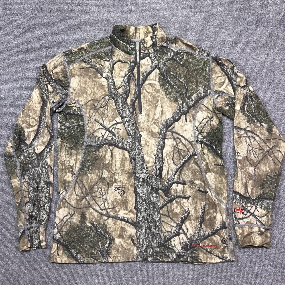 Core4Element Pullover Mens Large Mothwing Camo 1/4 Zip Merino Wool Hunting Shirt